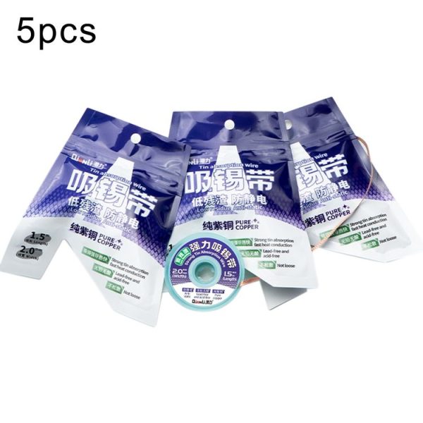 5pcs QianLi 1.5m x 2.0mm Low-residue Anti-static Pure Copper Strong Tin Absorption Wire