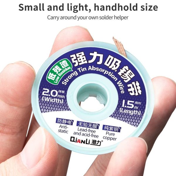 5pcs QianLi 1.5m x 2.0mm Low-residue Anti-static Pure Copper Strong Tin Absorption Wire - Image 4