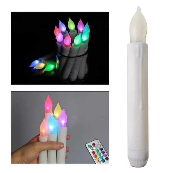 LED Electronic Candle Lights Flameless Long Rod Christmas Candle, Spec: Flashing Colorful Light - Image 3