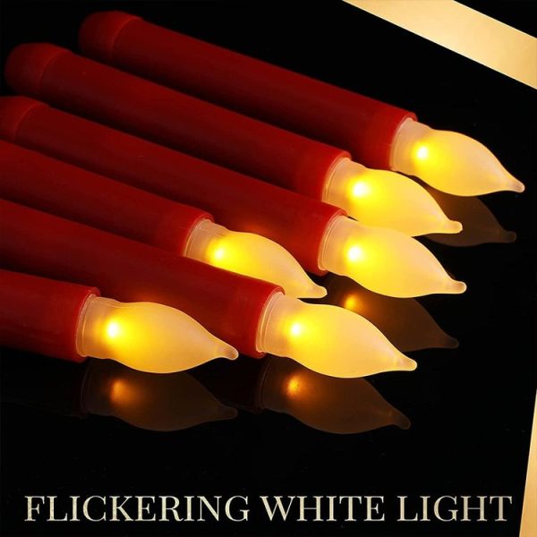 LED Electronic Candle Lights Flameless Long Rod Christmas Candle, Spec: Flashing Yellow Light-Red - Image 2