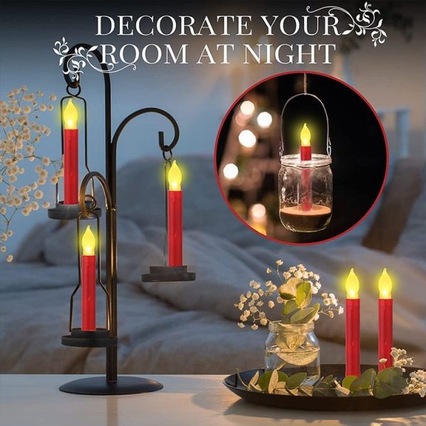 LED Electronic Candle Lights Flameless Long Rod Christmas Candle, Spec: Flashing Yellow Light-Red - Image 6