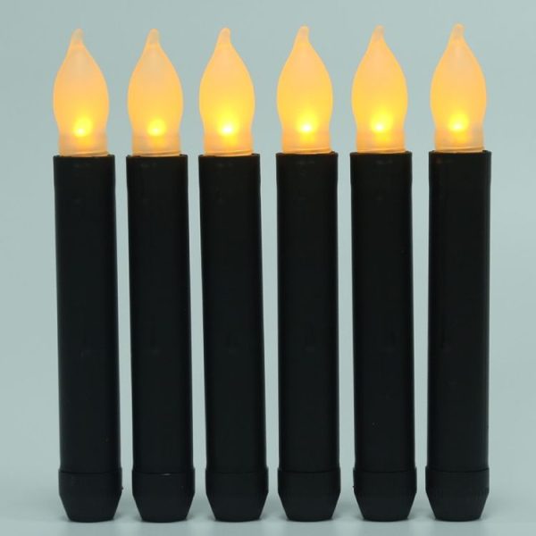 LED Electronic Candle Lights Flameless Long Rod Christmas Candle, Spec: Flashing Yellow Light-Black - Image 2