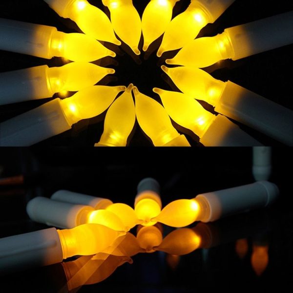 LED Electronic Candle Lights Flameless Long Rod Christmas Candle, Spec: Flashing Yellow Light-Black - Image 6