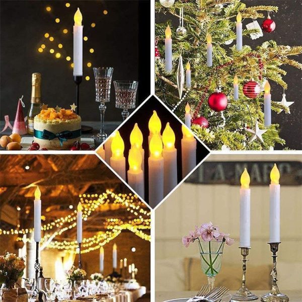 LED Electronic Candle Lights Flameless Long Rod Christmas Candle, Spec: Flashing Yellow Light-Black - Image 7