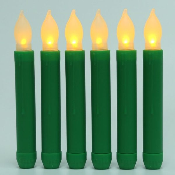 LED Electronic Candle Lights Flameless Long Rod Christmas Candle, Spec: Flashing Yellow Light-Green - Image 2
