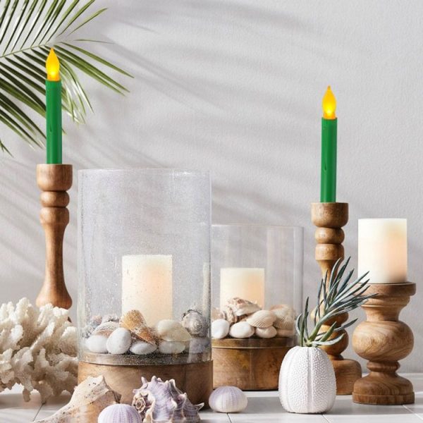 LED Electronic Candle Lights Flameless Long Rod Christmas Candle, Spec: Flashing Yellow Light-Green - Image 6