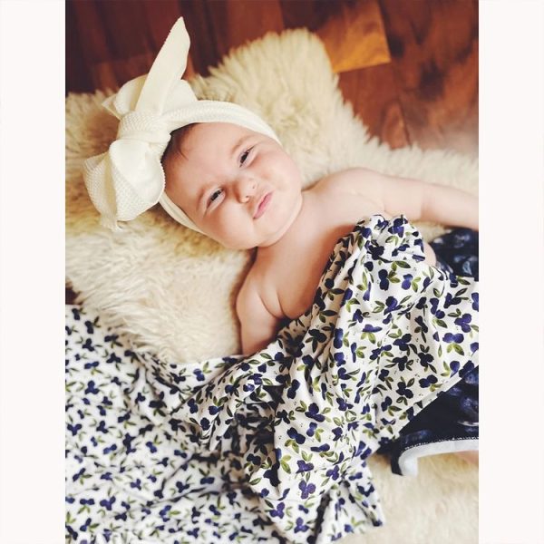 Newborn Baby Three-piece Swaddling Scarf Cap Headband (Flower-5) - Image 6