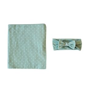 Newborn Baby Dot Pattern Swaddling Scarf Headband (Green)