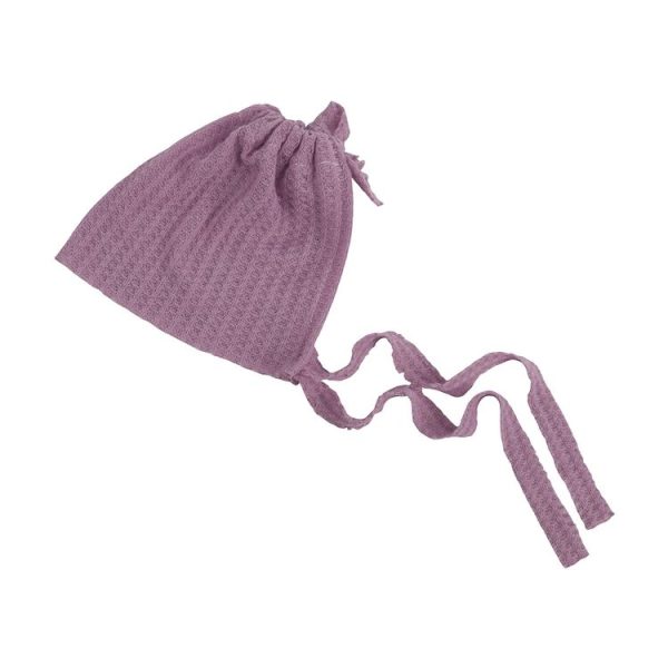 Elastic Fabric Newborn Baby Cute Cap with Strap (Taro Purple)