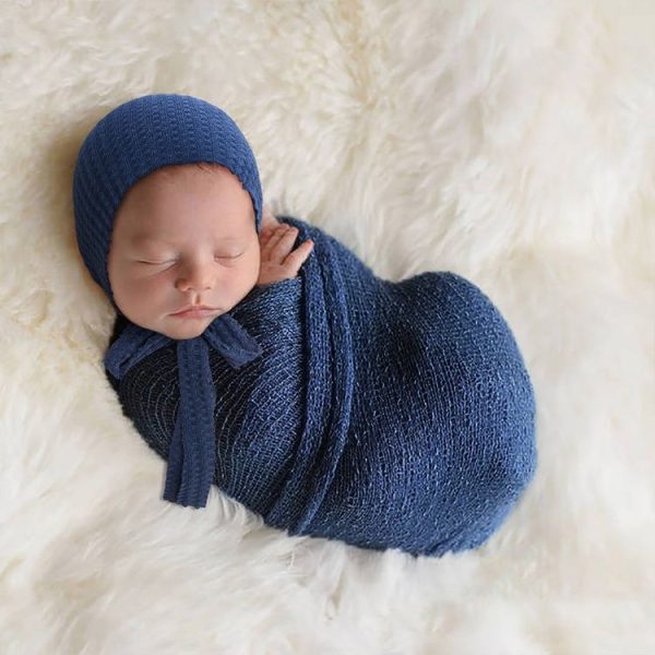 Elastic Fabric Newborn Baby Cute Cap with Strap (Taro Purple) - Image 3