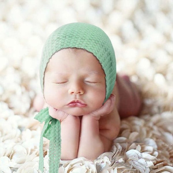 Elastic Fabric Newborn Baby Cute Cap with Strap (Taro Purple) - Image 5