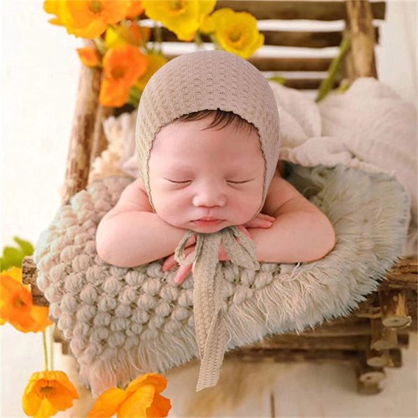 Elastic Fabric Newborn Baby Cute Cap with Strap (Taro Purple) - Image 6