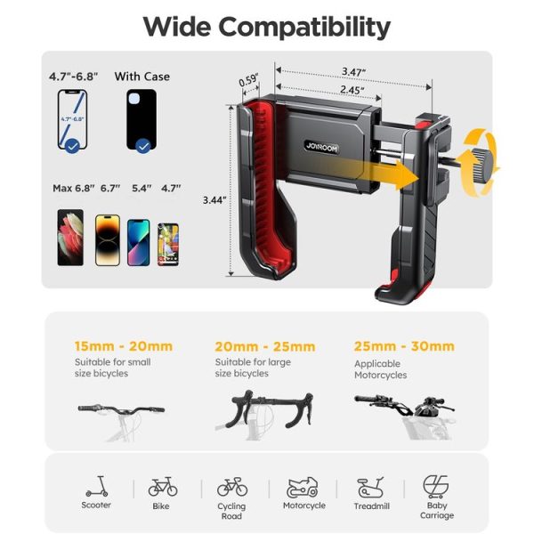 JOYROOM JR-ZS266 Bicycle Handle Phone Mount Compatible with 4.7-6.8 inch (Black) - Image 8