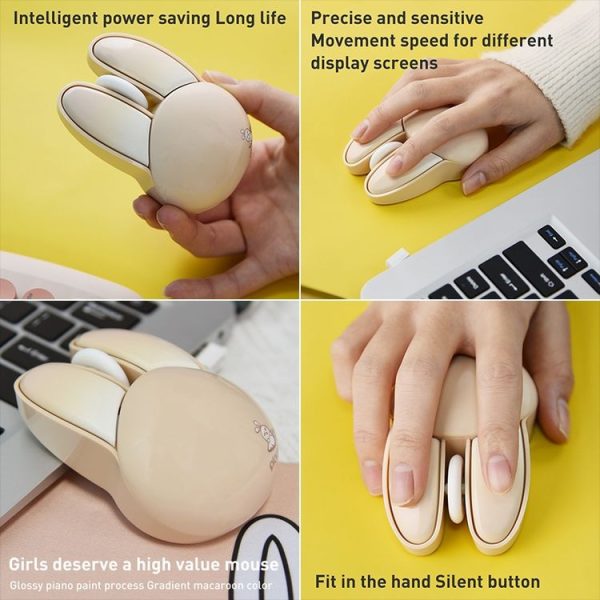 MOFii M6 Rabbit Shape 2.4G Wireless Mute Mouse (Milk Tea) - Image 4