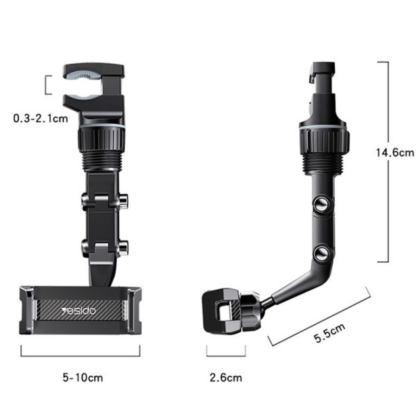 Yesido C192 Car Rearview Mirror Using Phone Holder (Black) - Image 11