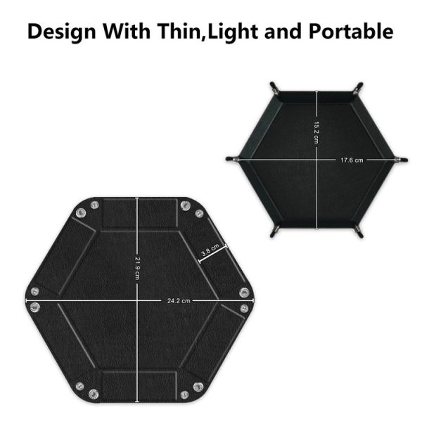 Hexagonal Desktop PU Storage Box Sundries Tray, Size: 7 inch (Black) - Image 4