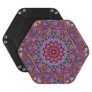 Hexagonal Desktop PU Storage Box Sundries Tray, Size: 8 inch (Bohemian Purple)