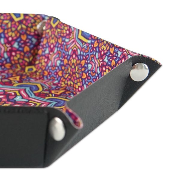 Hexagonal Desktop PU Storage Box Sundries Tray, Size: 8 inch (Bohemian Purple) - Image 3
