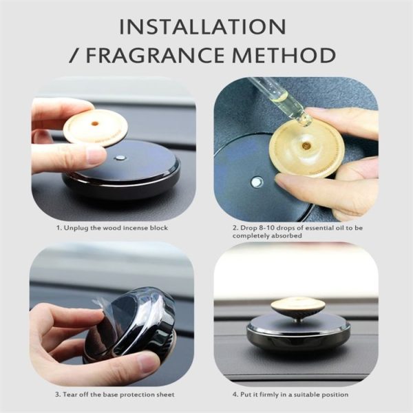 360 Degree Rotating Car Aromatherapy Humidifier (Glazed Black) - Image 8