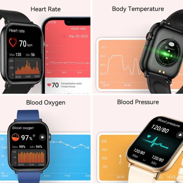 Gloryfit QX9 1.96 inch TFT Screen Smart Watch, Support Bluetooth Call / Blood Pressure Monitoring (Pink Gold) - Image 7
