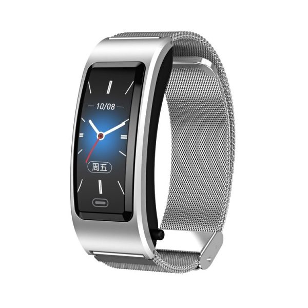 B7 Bluetooth Earphone Smart Bracelet, Support Sleep Monitoring / Blood Oxygen Monitoring / Heart Rate Monitoring (Silver + Silver Steel Chain)