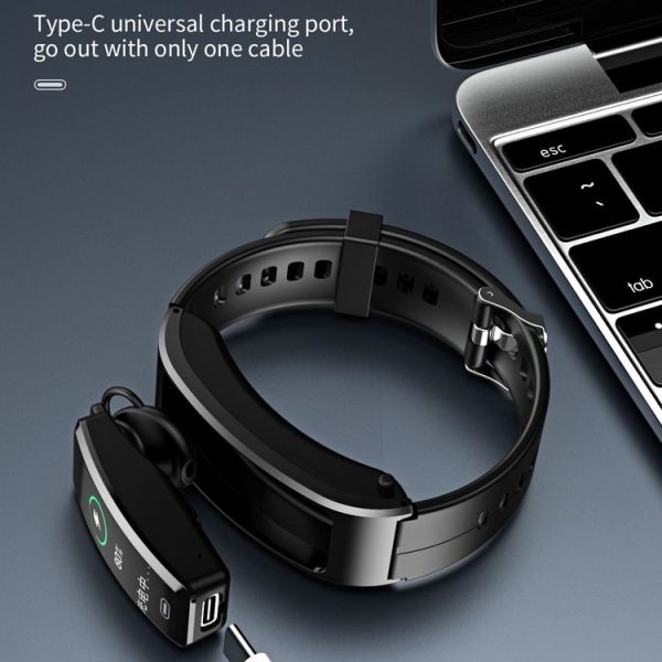 B7 Bluetooth Earphone Smart Bracelet, Support Sleep Monitoring / Blood Oxygen Monitoring / Heart Rate Monitoring (Silver + Silver Steel Chain) - Image 9
