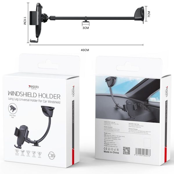 Yesido C119 Car Windshield Strip Soft Rubber Suction Cup Phone Holder (Black) - Image 8