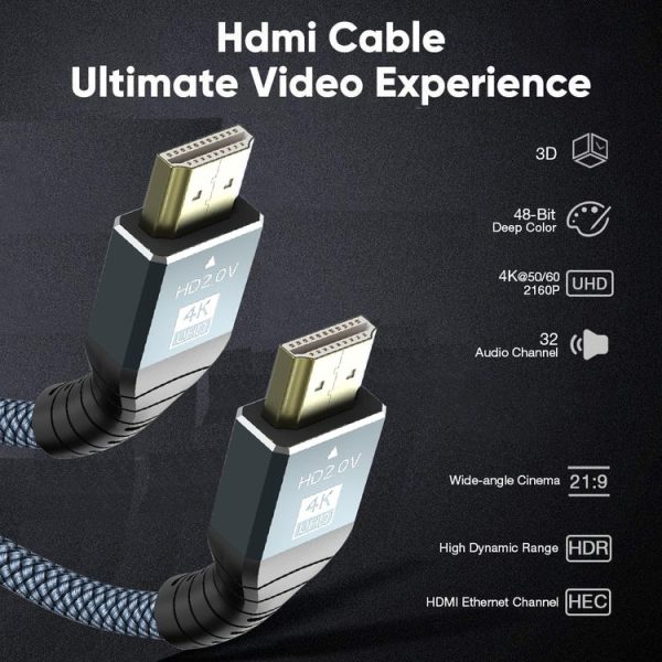 3m HDMI 2.0 Version 4K 60Hz HD Cable (Grey) - Image 8