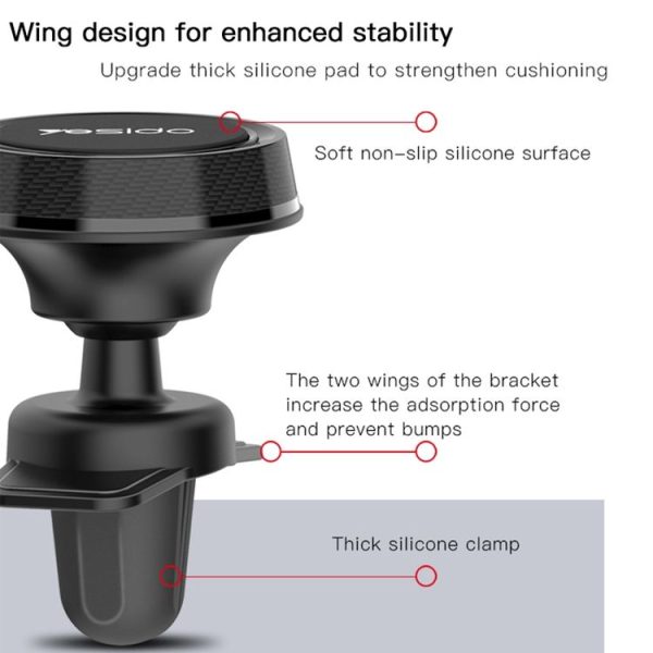 Yesido C61 Car Air Vent Magnetic Phone Holder (Black) - Image 5