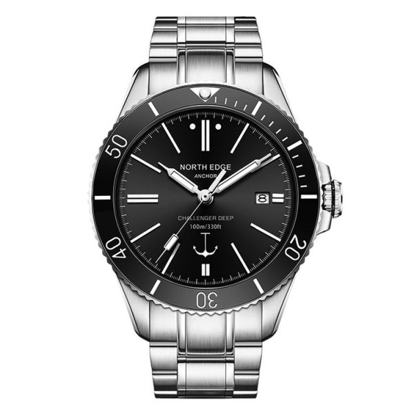 NORTH EDGE ANCHOR Men Outdoor 100m Waterproof Mechanical Watch (Black) - Image 2