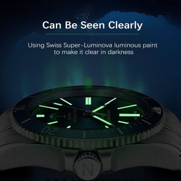 NORTH EDGE ANCHOR Men Outdoor 100m Waterproof Mechanical Watch (Black) - Image 9