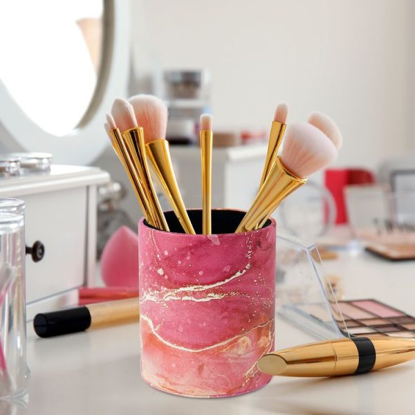 PU Leather Tool Storage Box Desktop Pen Holder (Red Marble) - Image 7