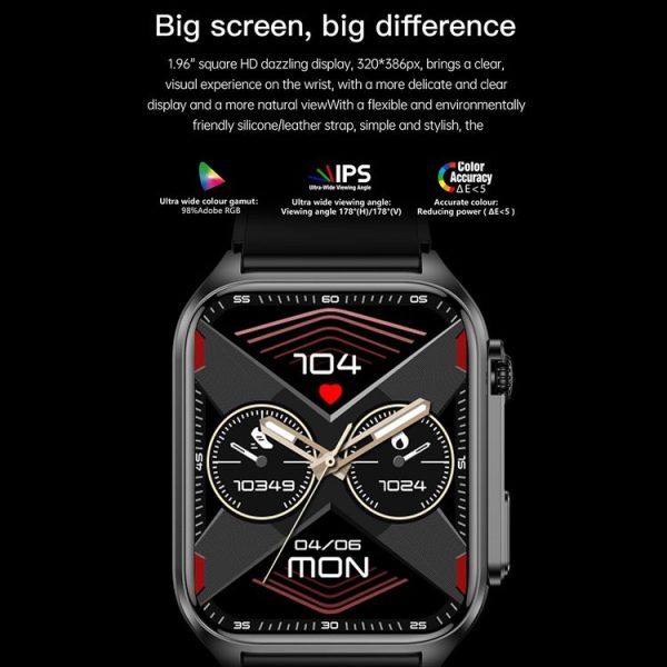 TK12 1.96 inch IP67 Waterproof Silicone Band Smart Watch Supports ECG / Remote Families Care / Bluetooth Call / Body Temperature Monitoring (Blue) - Image 4