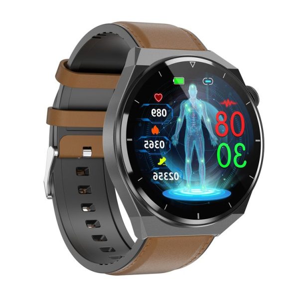 TK20 1.39 inch IP68 Waterproof Leather Band Smart Watch Supports ECG / Remote Families Care / Body Temperature Monitoring (Brown) - Image 2