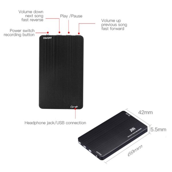 JNN M2 Ultra-thin HD Noise Reduction Intelligent Control Voice Voice Recorder, Capacity: 16GB (Black) - Image 12