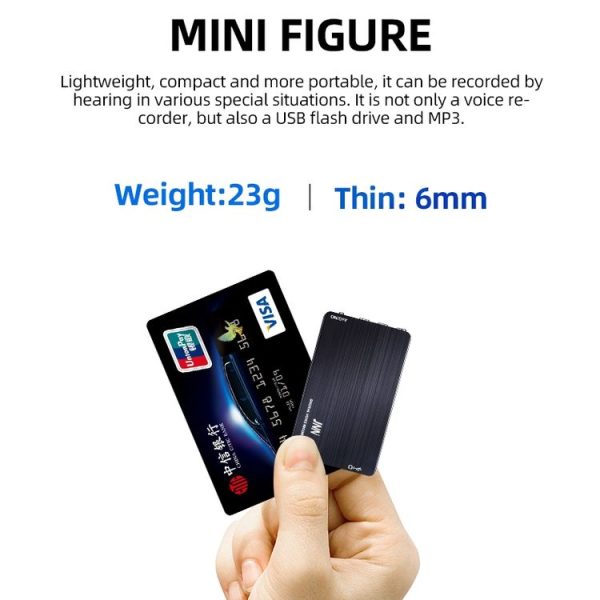 JNN M2 Ultra-thin HD Noise Reduction Intelligent Control Voice Voice Recorder, Capacity: 16GB (Black) - Image 6