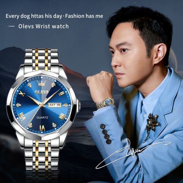 OLEVS 9931 Men Luminous Waterproof Quartz Watch (Blue) - Image 3