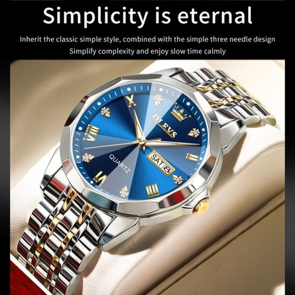 OLEVS 9931 Men Luminous Waterproof Quartz Watch (Blue) - Image 4