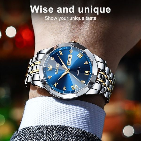 OLEVS 9931 Men Luminous Waterproof Quartz Watch (Blue) - Image 6
