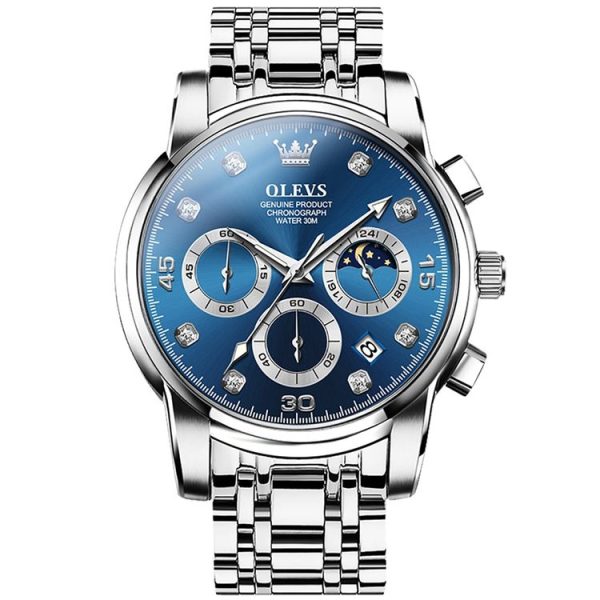 OLEVS 2889 Men Multifunctional Luminous Waterproof Quartz Watch (Blue)
