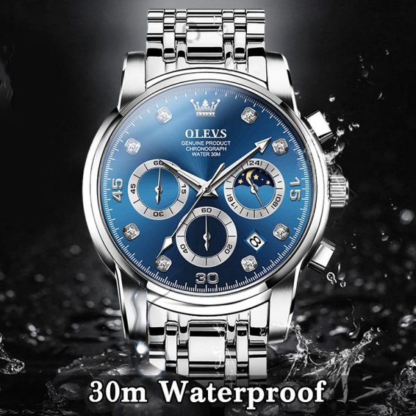 OLEVS 2889 Men Multifunctional Luminous Waterproof Quartz Watch (Blue) - Image 8