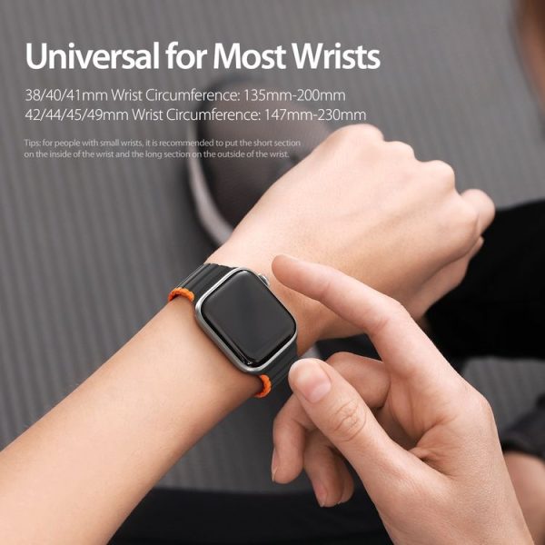 DUX DUCIS Magnetic Silicone Watch Band For Apple Watch 8 41mm (Black Orange) - Image 3