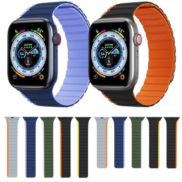 DUX DUCIS Magnetic Silicone Watch Band For Apple Watch 8 41mm (Black Orange) - Image 8