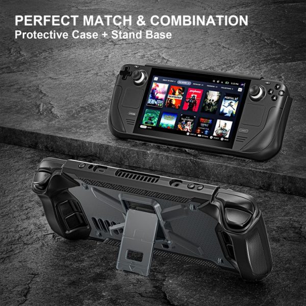 Steam Deck Shockproof Game Console Case with Holder & Shoulder Strap (Black) - Image 2