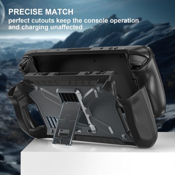Steam Deck Shockproof Game Console Case with Holder & Shoulder Strap (Black) - Image 3
