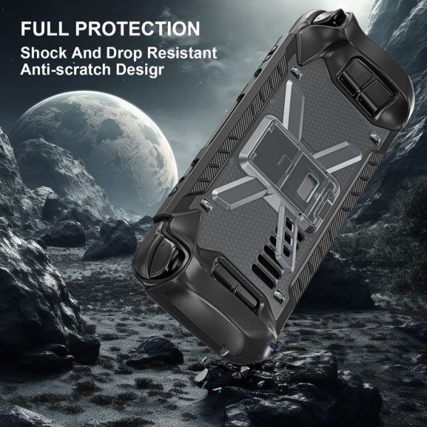 Steam Deck Shockproof Game Console Case with Holder & Shoulder Strap (Black) - Image 4
