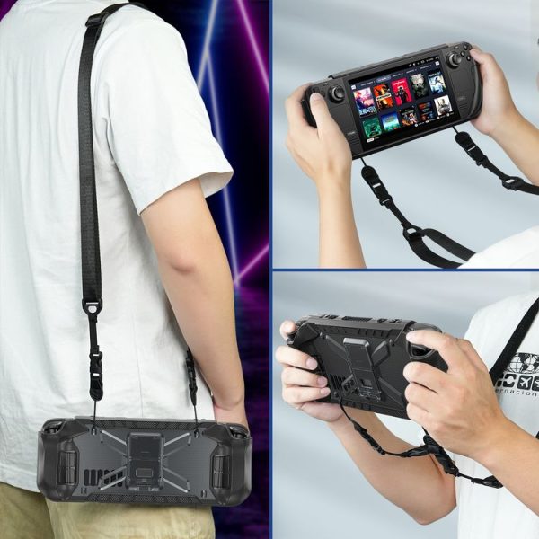 Steam Deck Shockproof Game Console Case with Holder & Shoulder Strap (Black) - Image 6