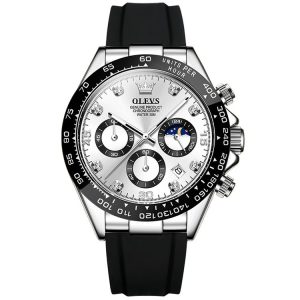 OLEVS 2875 Men Multifunctional Sports Chronograph Waterproof Quartz Watch (White)