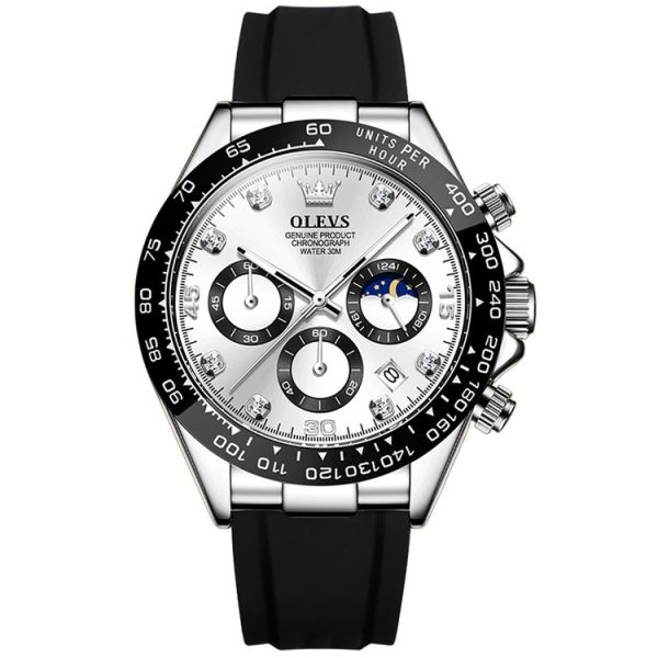 OLEVS 2875 Men Multifunctional Sports Chronograph Waterproof Quartz Watch (White)