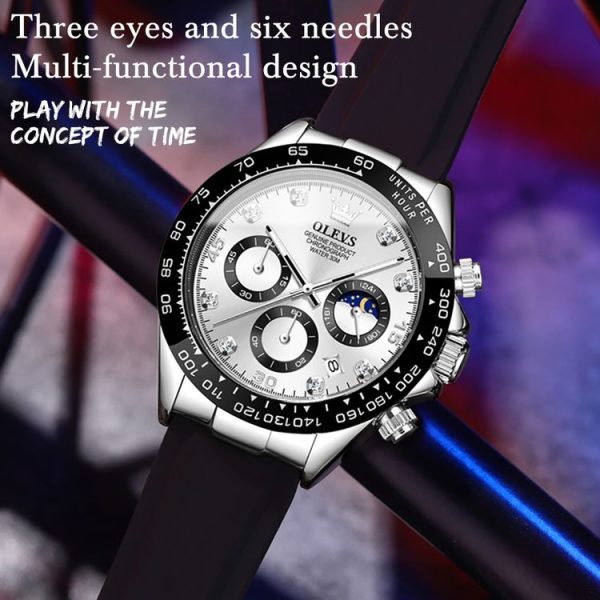OLEVS 2875 Men Multifunctional Sports Chronograph Waterproof Quartz Watch (White) - Image 10